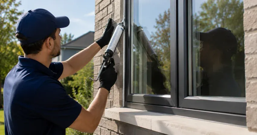 Aluminum window frame with double glazed insulated glass unit installed in a residential wall in Vaughan