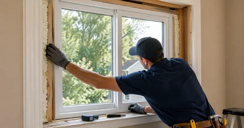 close-up of Low-E glass coating on an insulated window Vaughan