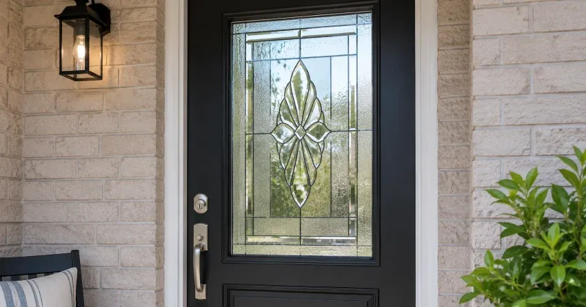 technician replacing a cracked decorative glass panel in Maple, Vaughan