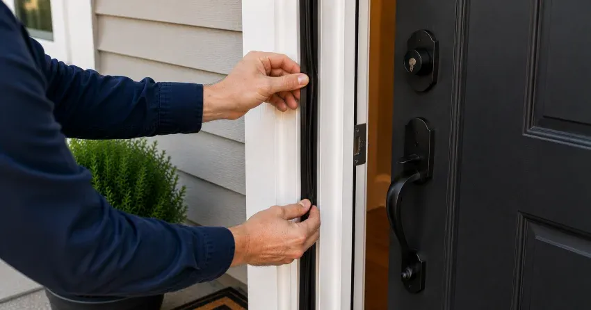 technician performing light test on door seal in Islington Woods, Vaughan