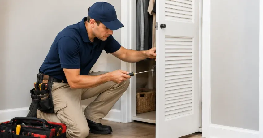 technician repairing doorbell button and wiring in Maple, Vaughan