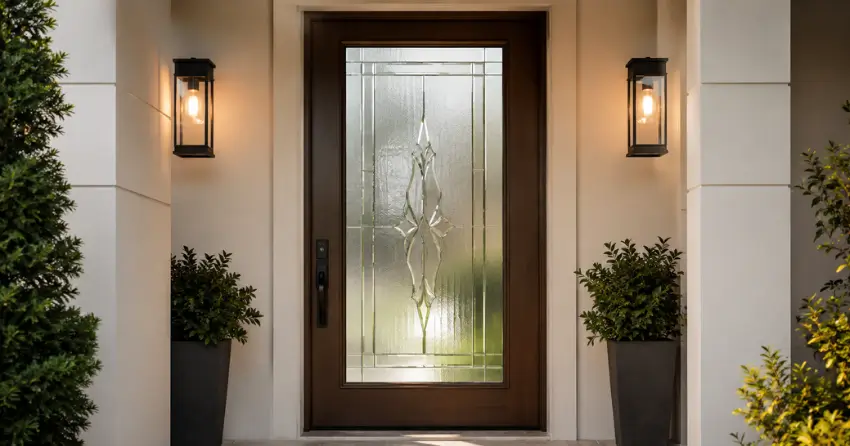 decorative frosted glass panel installed in a front door in Vaughan